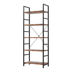Compact 5-Tier Industrial Bookshelf Bookcase 157.5cm  Sleek Modern