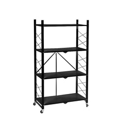 Foldable Storage Shelf Display Black 4 Tiers
