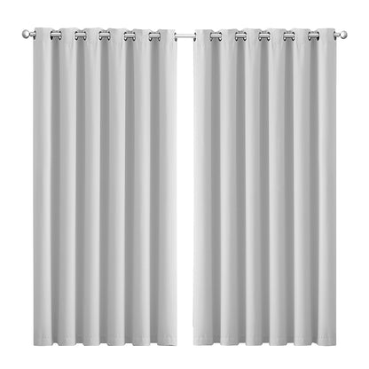 2x Blockout Curtains Panels 3 Layers Grey-Elegant