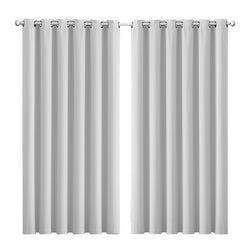 2x Blockout Curtains Panels 3 Layers Grey-Elegant