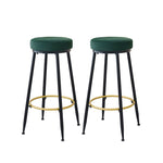 2x Bar Stools Barstools Velvet Green