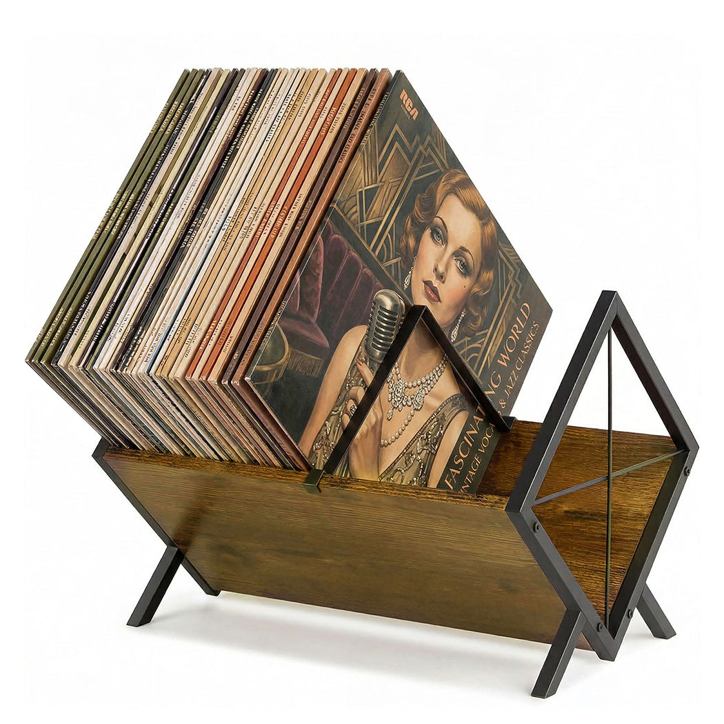Vinyl Record Storage Rack Shelf Display | HomeAndLiving - 2