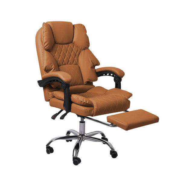  Gaming Chair Office Computer Brown Footrest