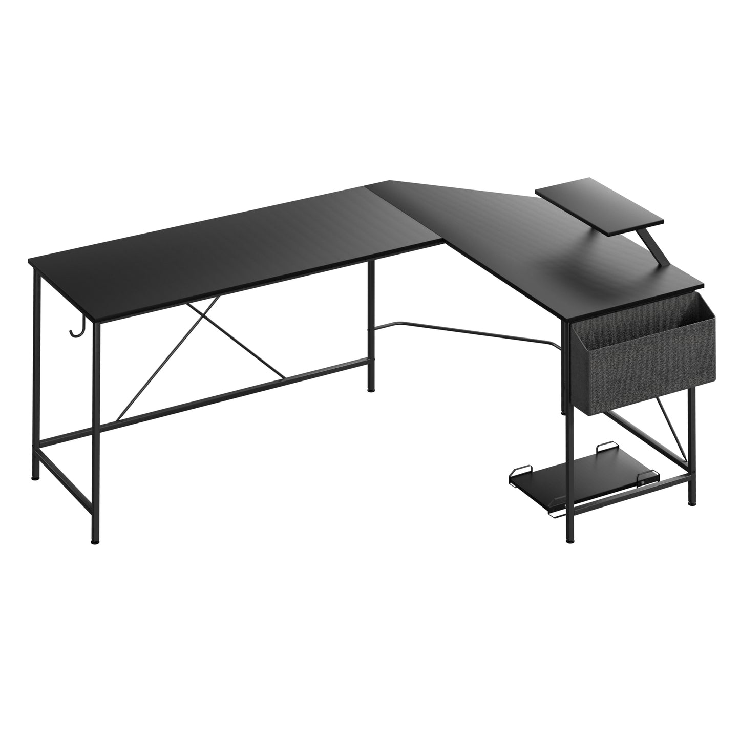 Compact Computer Desk Corner Desk Black  Adjustable Height Classic