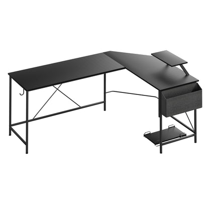 Compact Computer Desk Corner Desk Black  Adjustable Height Classic