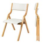 2x Dining Chairs Foldable PU Beige