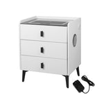 Modern Bedside Table LED Lights Drawers Storage  Space-Saving Design