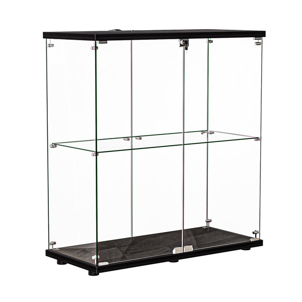  Luxury Glass Display Cabinet Lockable Collections Storage 2 Tier