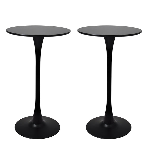  Contemporary 2x Round Bar Table Pub Tables Black  Easy Assembly