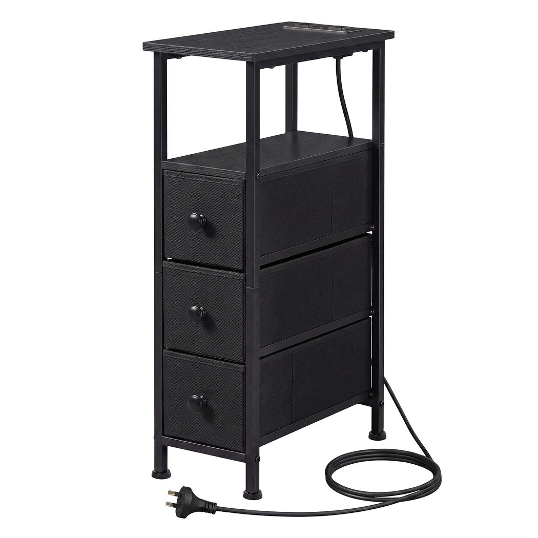 Slim Bedside Table With Led Charging 20x40x70cm