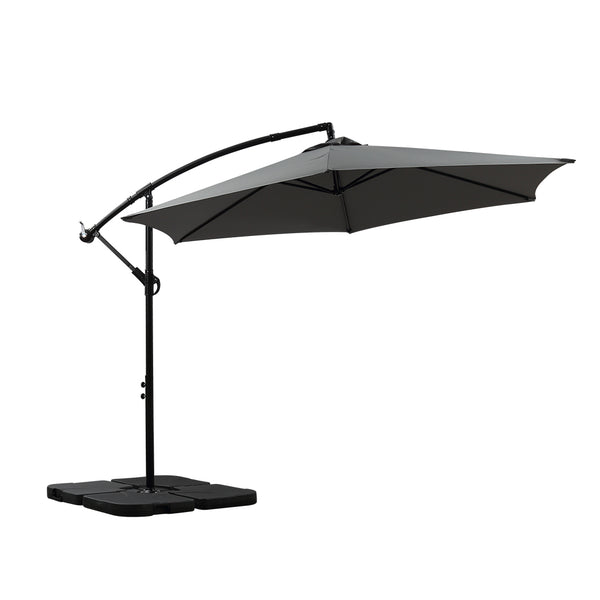  3M Outdoor Umbrella Cantilever Grey With Base