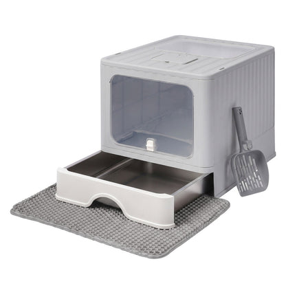 Stainless Steel Enclosed Cat Litter Box Grey 49x38x36cm