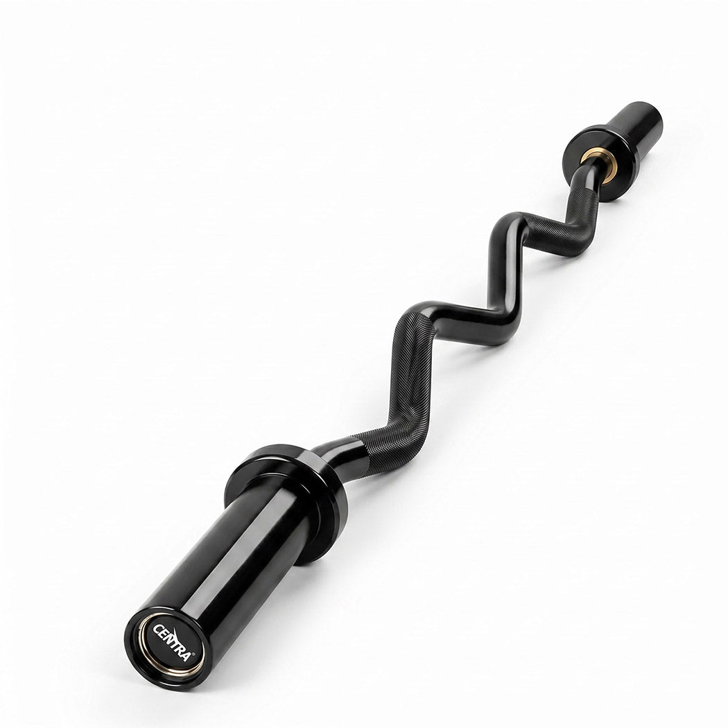 Centra Olympic Barbell Ez Curl Bar W Bar 810lbs Alloy Steel Black
