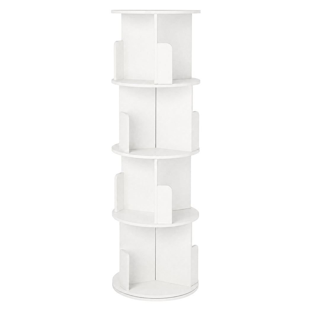 Rotating Bookshelf Corner 4 Tier White