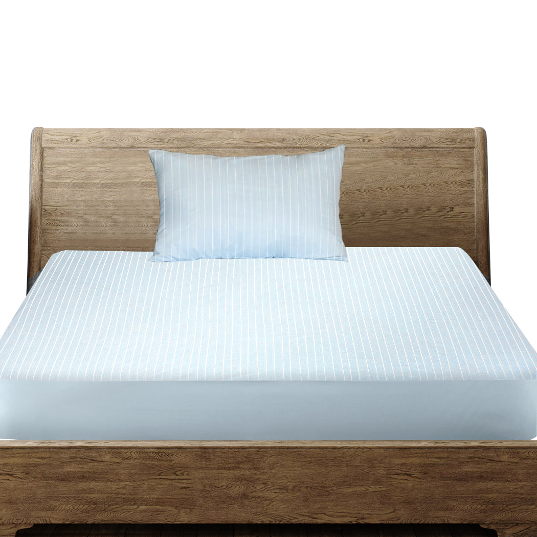 KS Mattress Protector Pillowcases King Single Blue