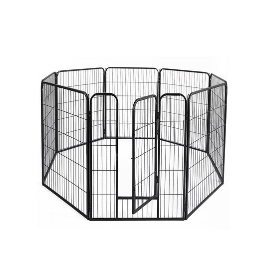 8 Panel Pet Dog Playpen Puppy Exercise Black 24 inch