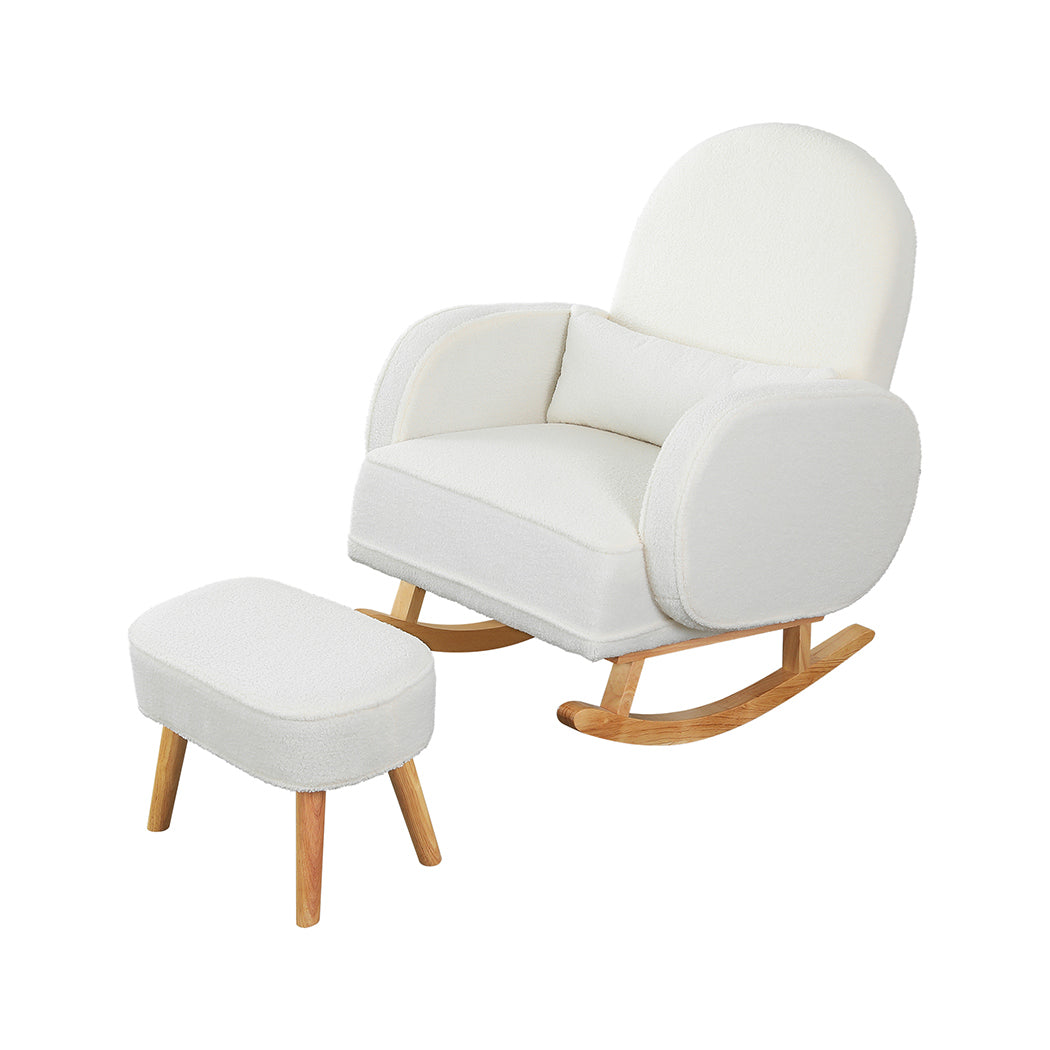 Stylish Fleece Rocking Chair with footstool  Soft Cushion Classic