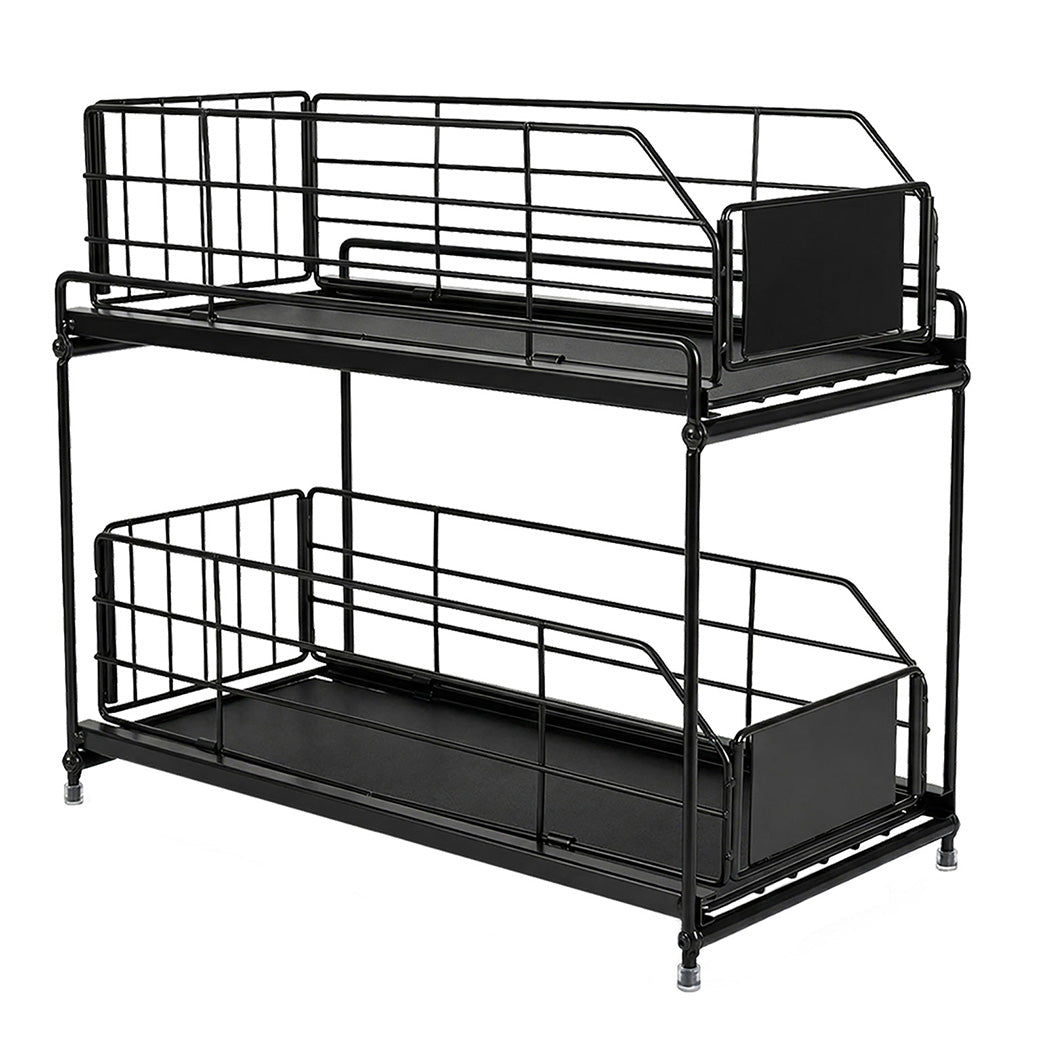 Pull Out Cabinet Organiser 2 Tier Kitchen | HomeAndLiving - 2