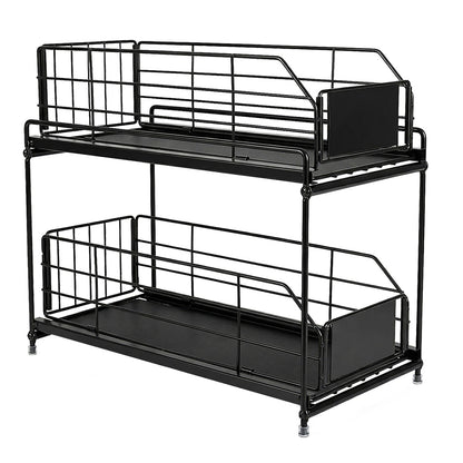 Pull Out Cabinet Organiser 2 Tier Kitchen | HomeAndLiving - 2