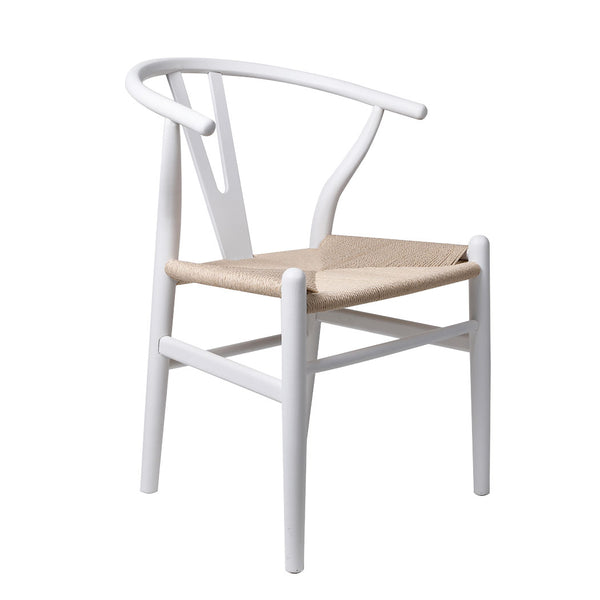  2x Dining Chairs Wooden Hans White