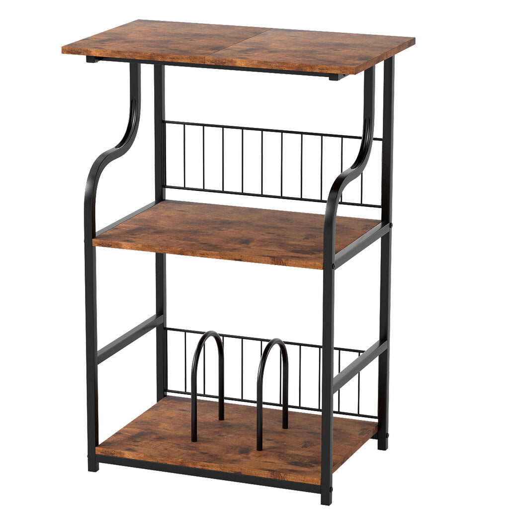 Side Table 3-Tier Storage Brown 50x30cm