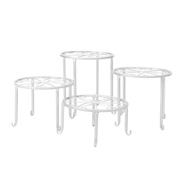  4 x Metal Plant Stand Outdoor White