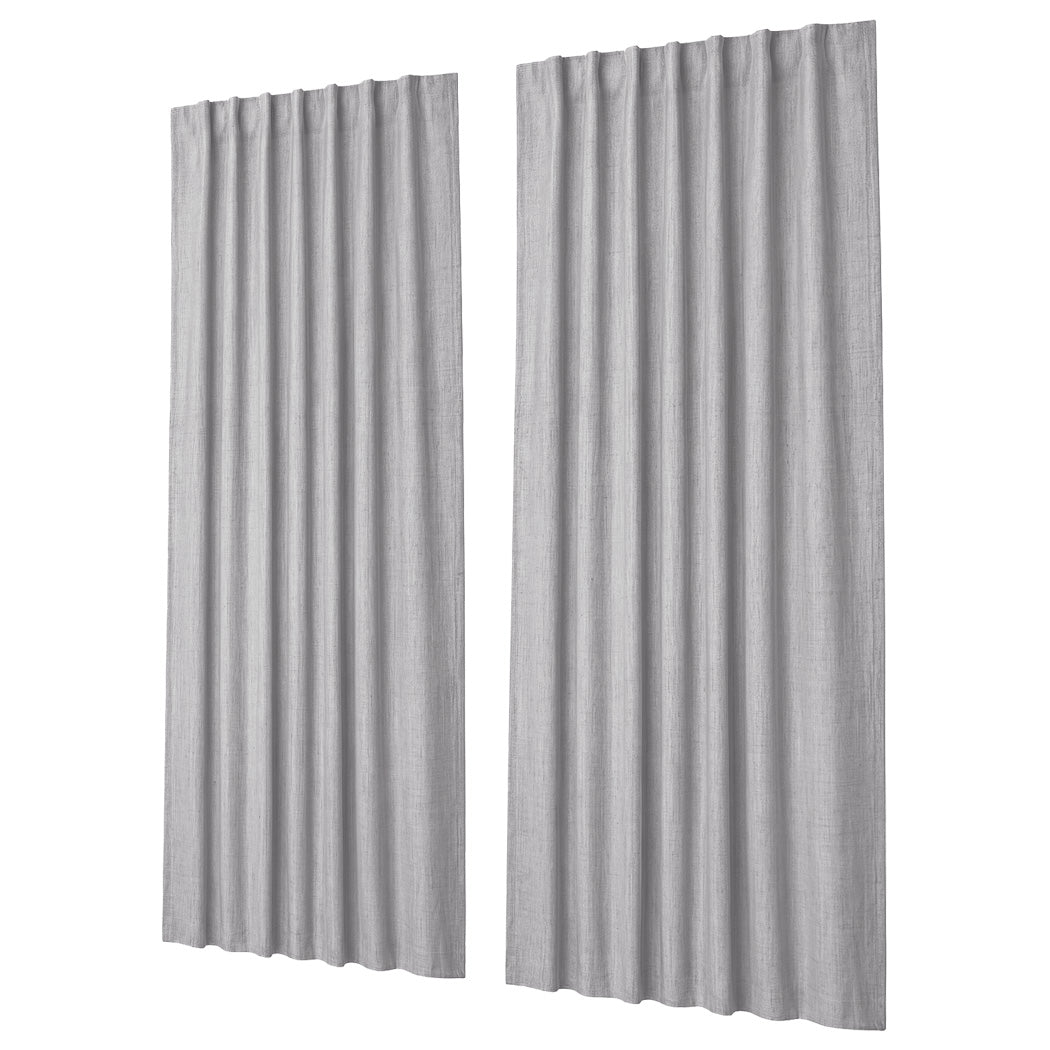 Marlow 2 Panels Blackout Curtains Thermal Linen Look Blockout Drapes Grey