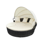 Outdoor Day Bed Sofa - Wicker Sun Lounge Furniture, Round Design (4pcs)