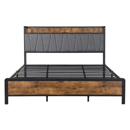 King Bed Frame Industrial Storage 220x183x105cm