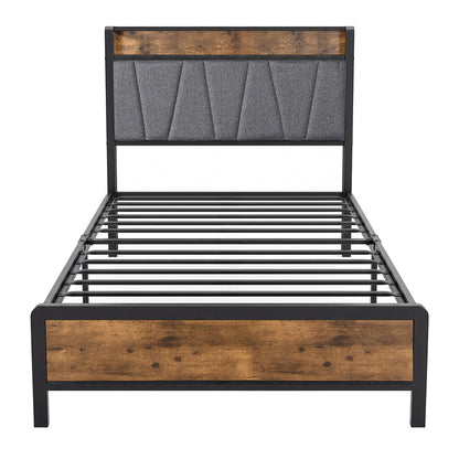 Single Bed Frame Storage Headboard 207x91.5x105cm