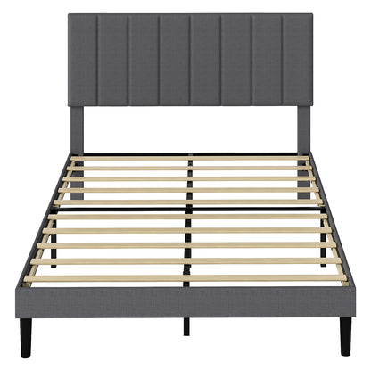Double Bed Frame Upholstered Grey 193.5x140x103cm