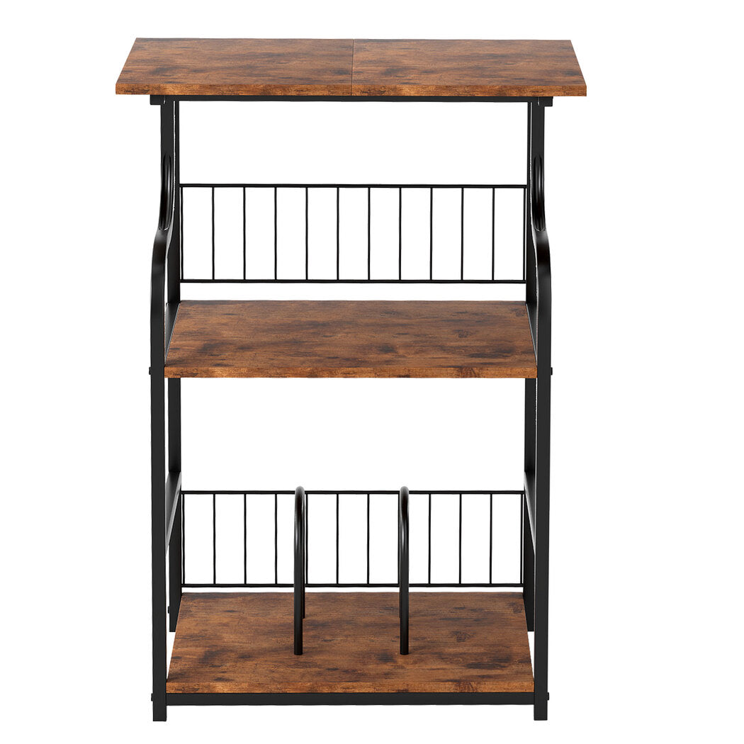 Side Table 3-Tier Storage Brown 50x30cm