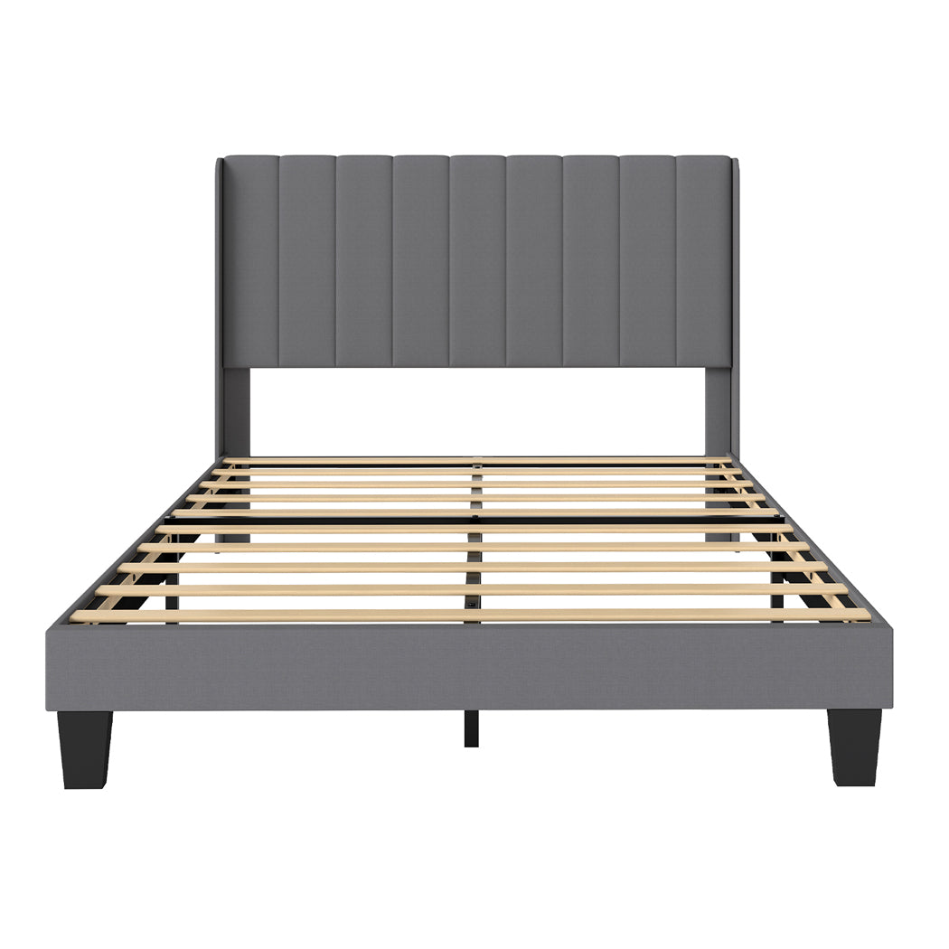 Double Bed Frame Grey Upholstered 190.7x137x103cm