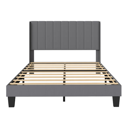 Double Bed Frame Grey Upholstered 190.7x137x103cm
