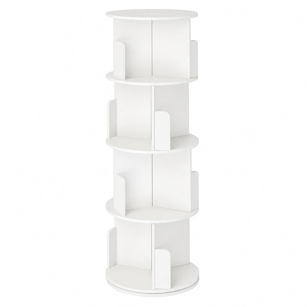 Rotating Bookshelf Corner 4 Tier White