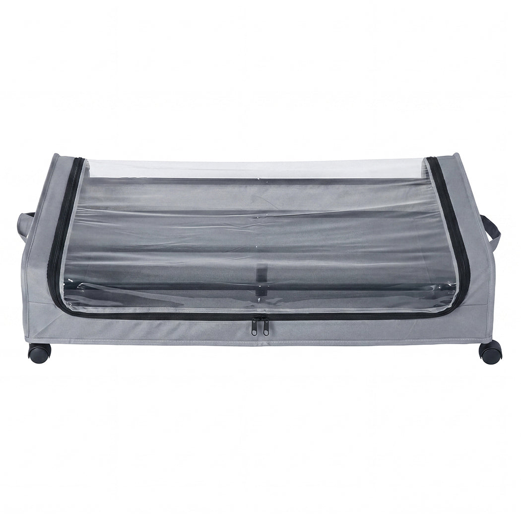 Levede 2x Under Bed Storage Containers for Shoe and Apparel Clear-Lidded Rolling