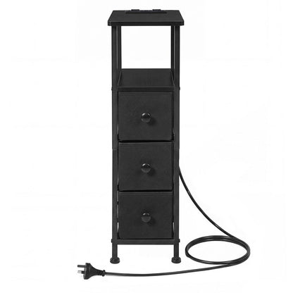 Slim Bedside Table With Led Charging 20x40x70cm