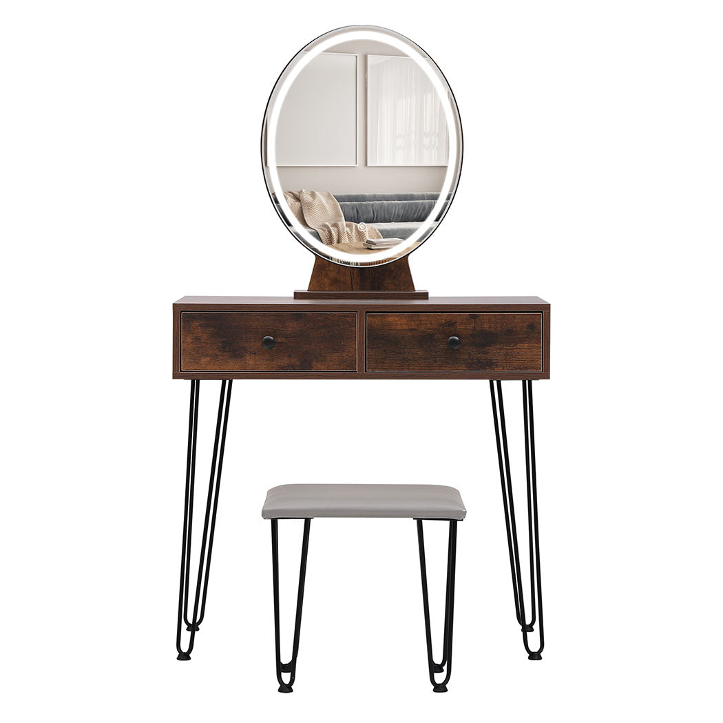 Premium Dressing Table LED Light Strip Brown  Durable Frame