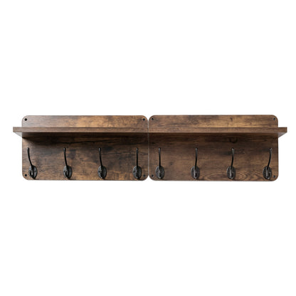 Levede Wall Mounted Coat Rack 2 Pcs Entryway Organizer Storage Rack Shelf Hooks