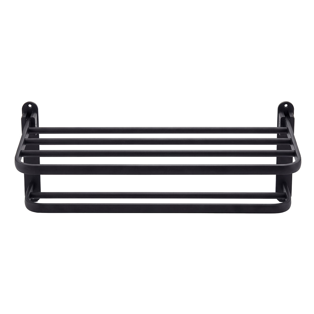 Double Bar Towel Rack Wall Mounted Black | HomeAndLiving - 3