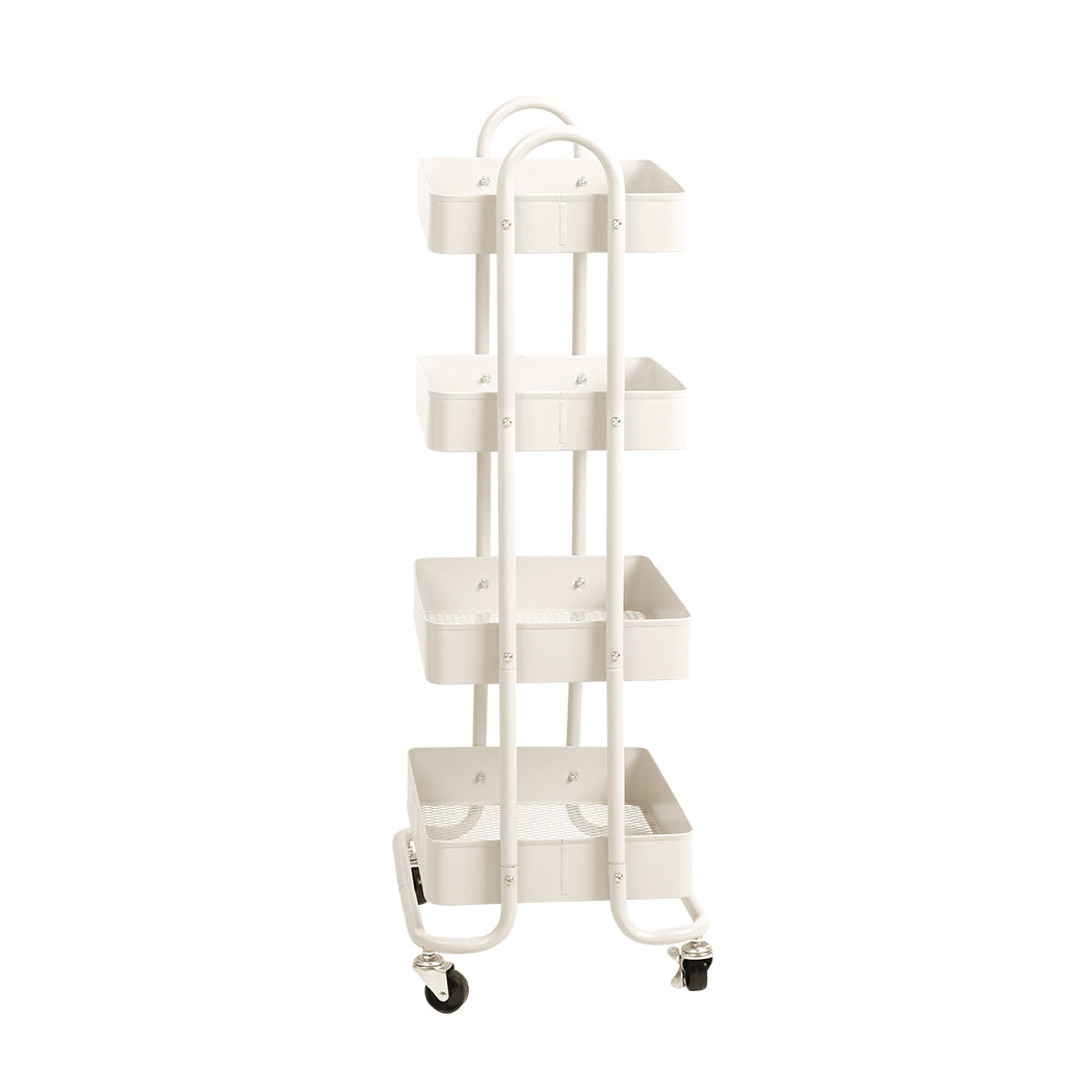 4 Tiers Kitchen Trolley Cart White
