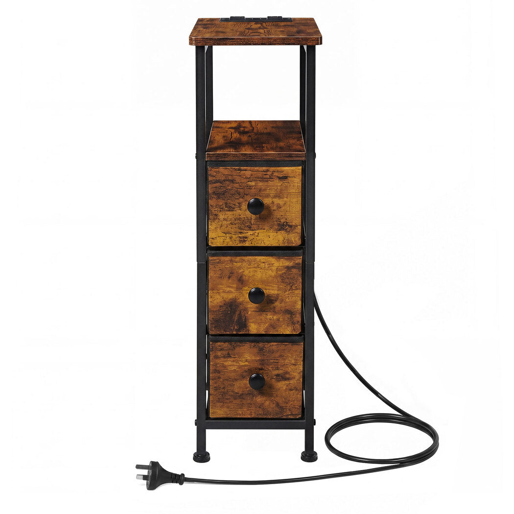 Bedside Table With Led Charging 20x40x70cm
