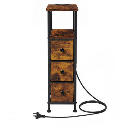 Bedside Table With Led Charging 20x40x70cm