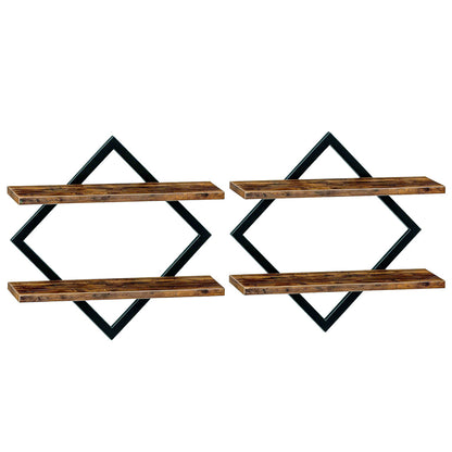 Levede Wall Shelf Floating 2 Tier Storage Decorative Bookshelf 2 Pcs Living Room