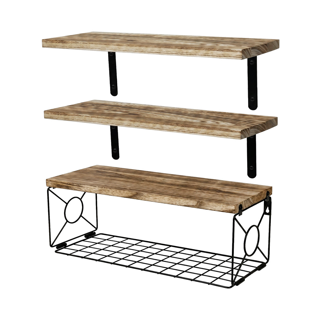 Floating Wall Shelves 3-Piece Paulownia Set | HomeAndLiving - 3
