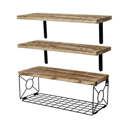 Floating Wall Shelves 3-Piece Paulownia Set | HomeAndLiving - 3