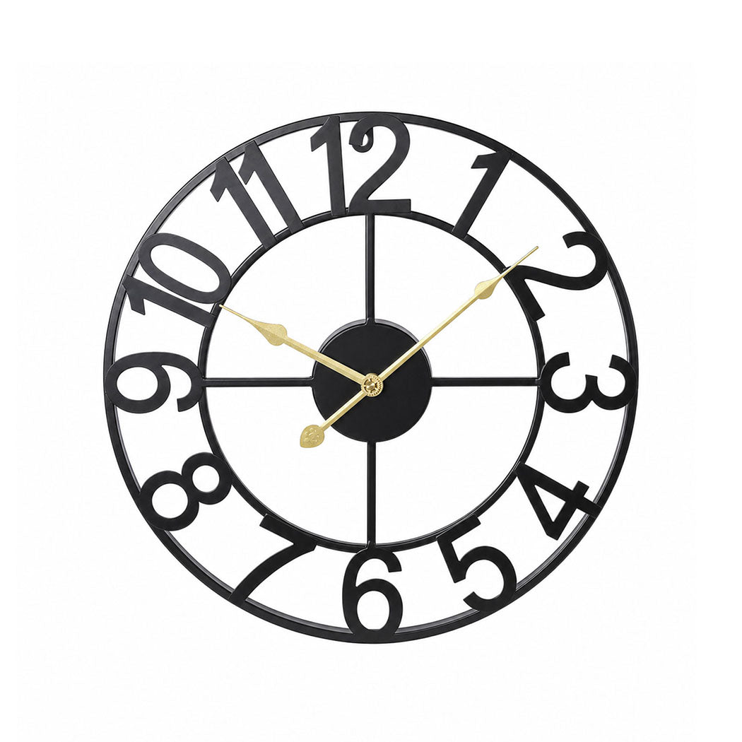 Silent Wall Clock Large Face Black 40x40x1.8cm