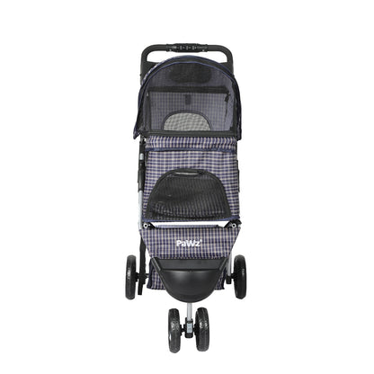 Large Pet Stroller Dog Cat Carrier Plaid - Stylish
