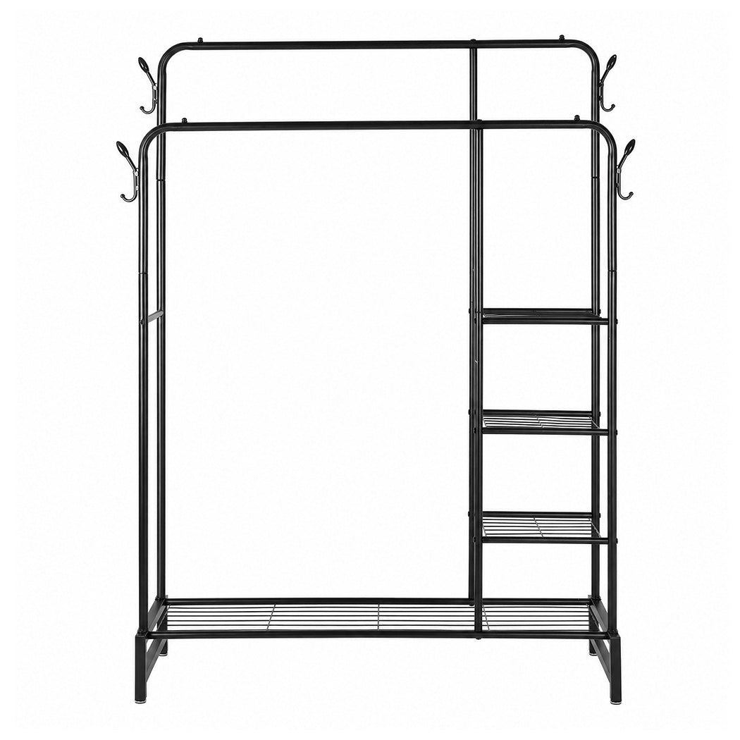 Double Rail Clothes Rack Black 122x42x160cm