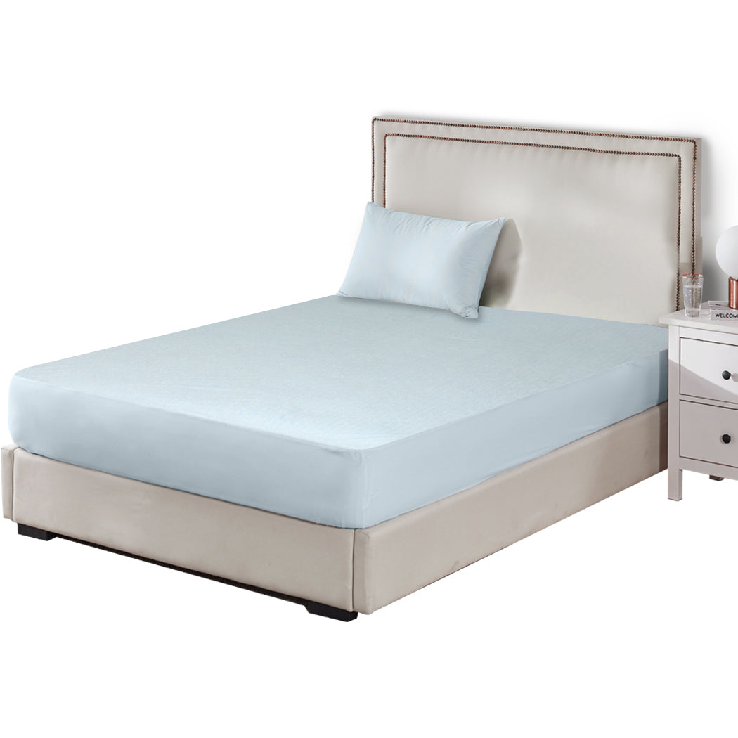 KS Mattress Protector Pillowcases King Single Blue